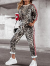 Leopard Round Neck Long Sleeve Top and Pants Set