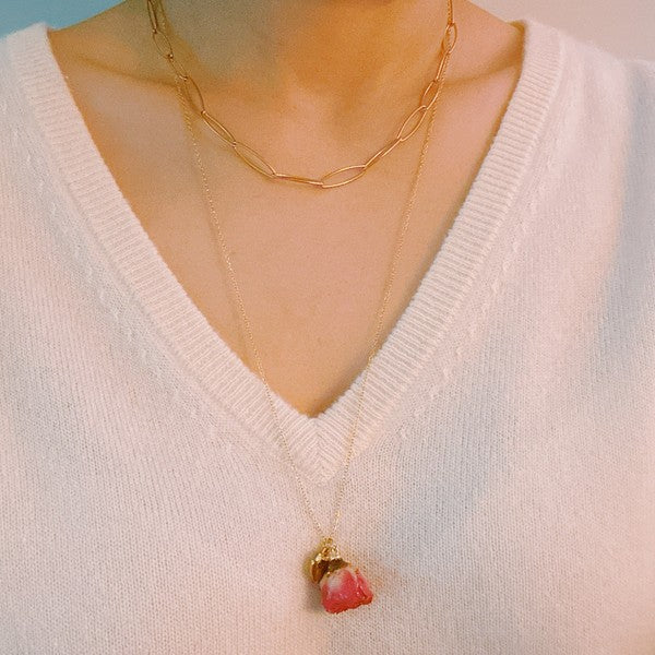 Rose Bud Love Heart Necklace