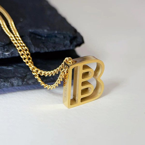 Cutout Initial Letter Personalized Necklace