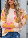 Angel Wings Flower Round Neck Long Sleeve Sweater - Cocoa Yacht Club