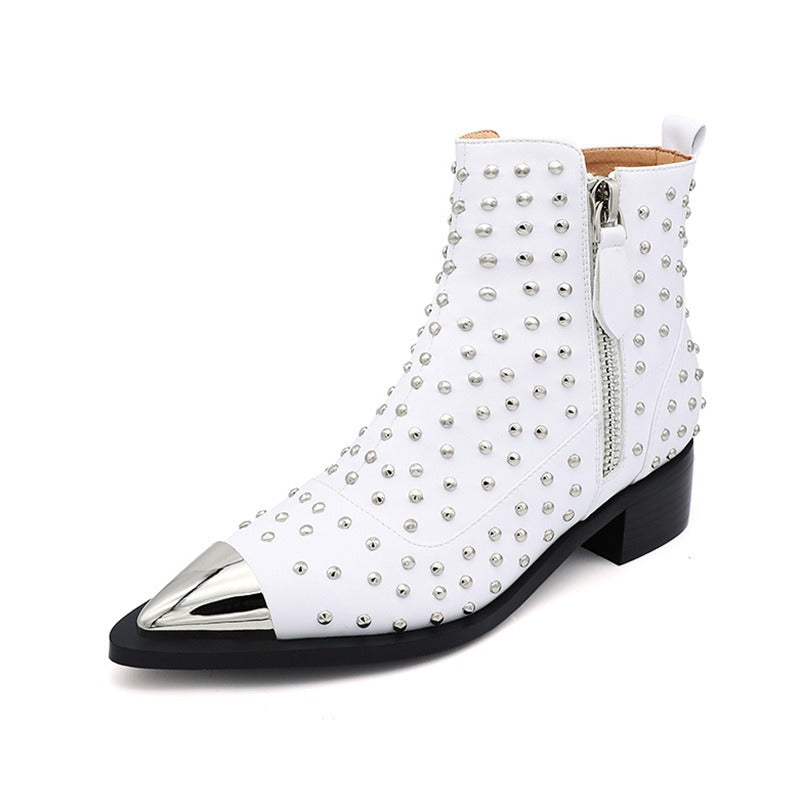 Cocoa Yacht Club Leather Studded Ankle Boots