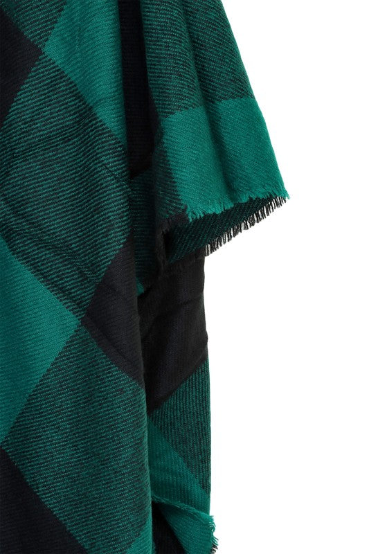 Check Plaid Ruana Poncho