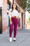 Maroon Full Length Leggings with Pockets