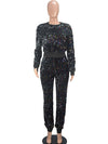 WOMEN FASHION SEQUIN TWO PIECE PANT SET