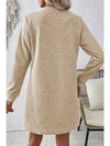 Women Solid Color Textured Long Sleeve Shift Dress