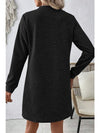 Women Solid Color Textured Long Sleeve Shift Dress