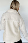 Beige Fleece Colorblock Trim Buttons Collar Sweatshirt with Pocket