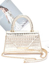 Croc Embossed Metallic Top Handle Bag