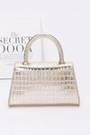 Croc Embossed Metallic Top Handle Bag