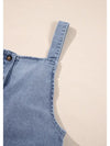 Wide Strap Denim Overalls with Pockets