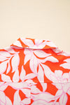 Orange Botanical Print Chest Pocket Button Up Shirt