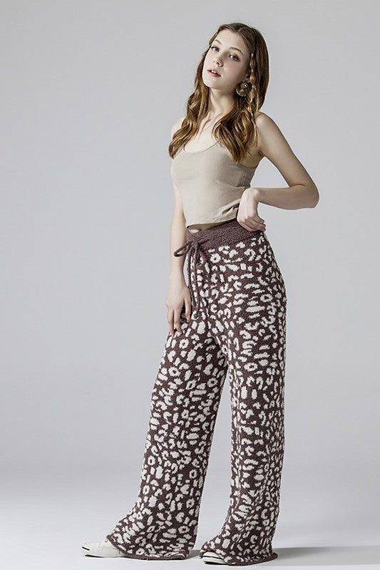 Plus Cozy Warm Soft Leopard Fuzzy Lounge Pants