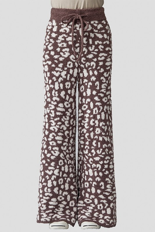 Plus Cozy Warm Soft Leopard Fuzzy Lounge Pants