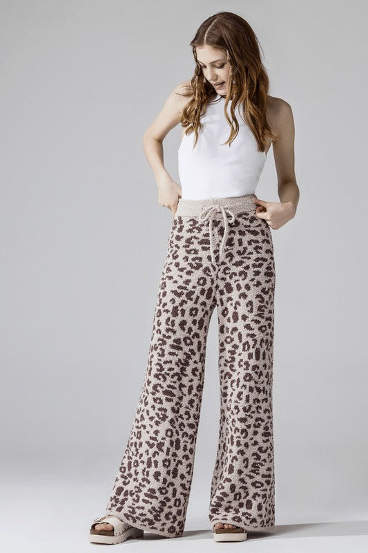 Plus Cozy Warm Soft Leopard Fuzzy Lounge Pants