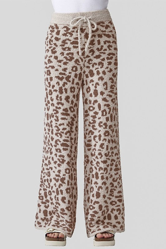 Plus Cozy Warm Soft Leopard Fuzzy Lounge Pants