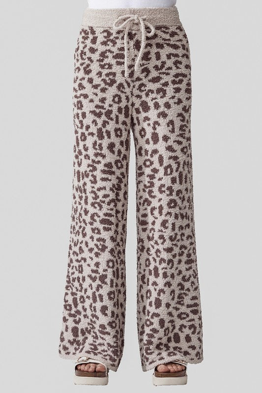 Plus Cozy Warm Soft Leopard Fuzzy Lounge Pants