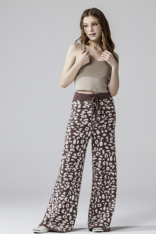 Plus Cozy Warm Soft Leopard Fuzzy Lounge Pants