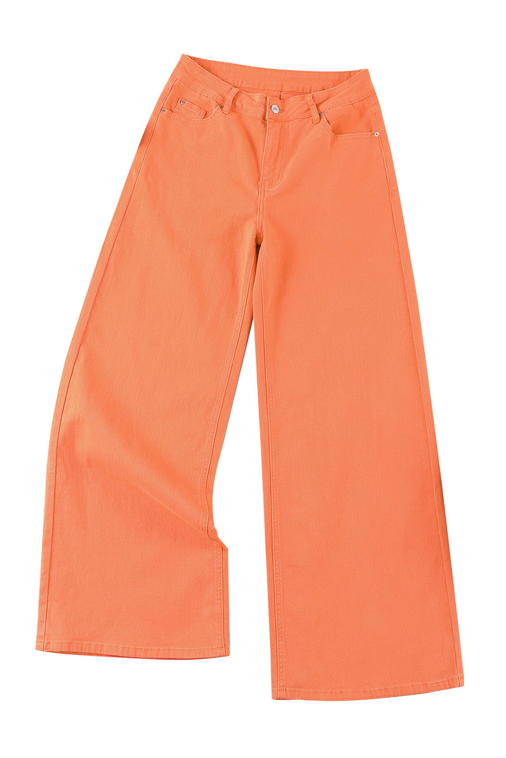 Orange Acid Wash Casual High Waist Wide Leg Jeans