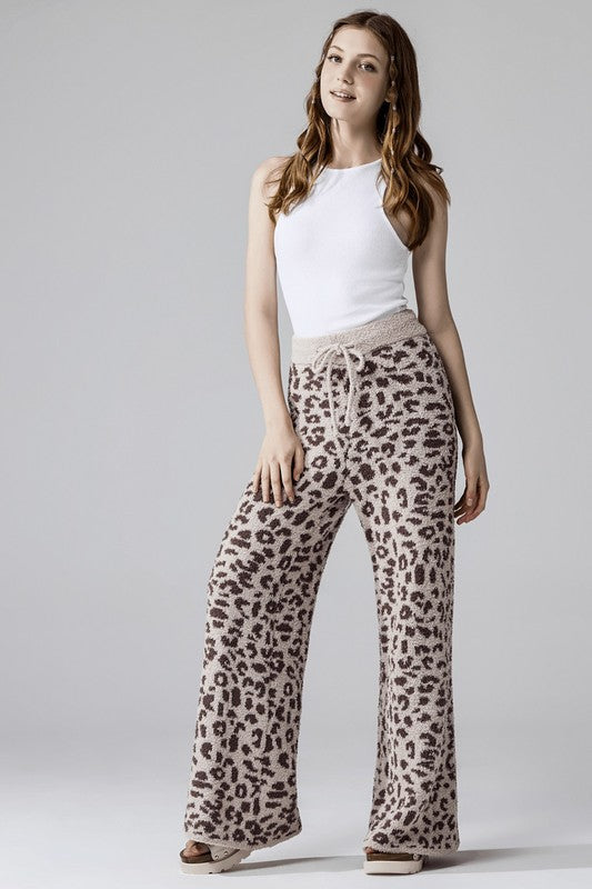 Plus Cozy Warm Soft Leopard Fuzzy Lounge Pants