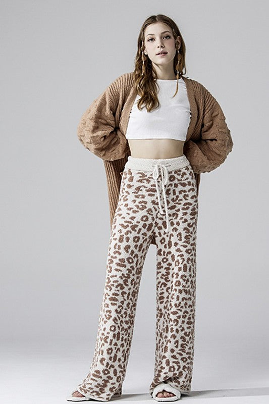 Plus Cozy Warm Soft Leopard Fuzzy Lounge Pants