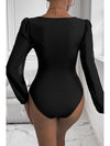 Black V Neck Long Sleeve Bodysuit