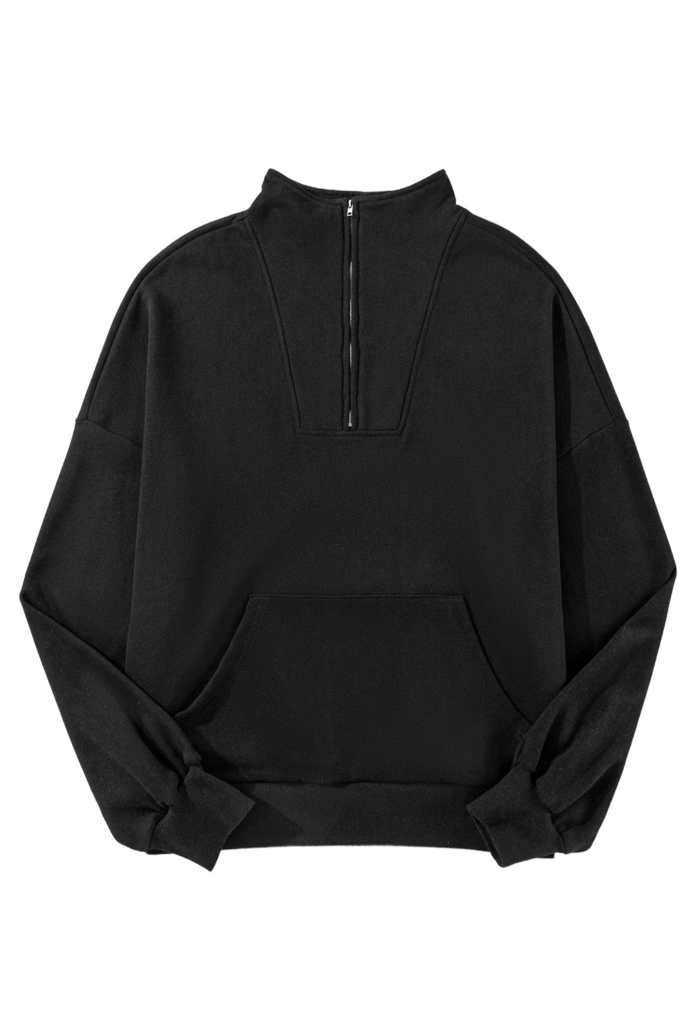 Bonbon Zip-up Stand Neck Kangaroo Pocket Sweatshirt