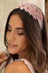 Pale Chestnut Rhinestone Flower Headband