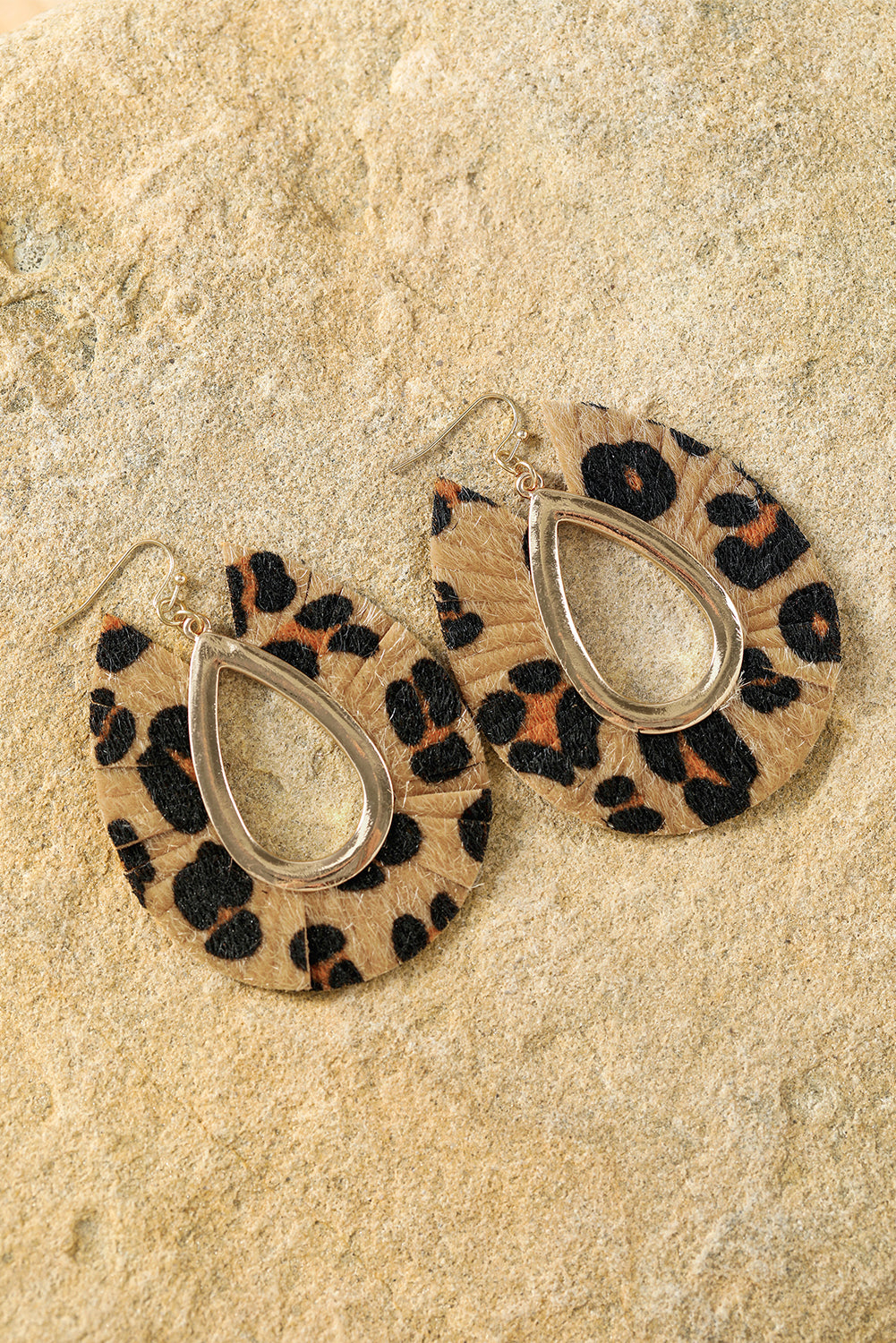 Chestnut Leopard Print Hollow Out Drop Earrings