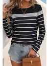 Black Casual Striped Long Sleeve Top