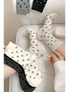 White Heart Ribbed Edge Crew Socks