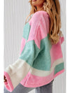 Color Block Round Neck Drop Shoulder Sweater