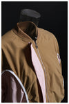 Contrast Color Drawstring Loose Casual Jacket