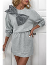 Gray Glitter Bow High Waist Sweatshirt Dress