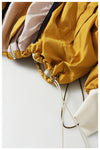 Contrast Color Drawstring Loose Casual Jacket