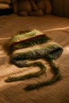 Spinach Green Plush Striped Knit Ear Warm Beanie Hat