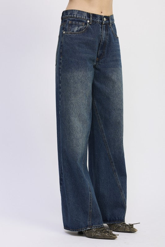 WIDE LEG DENIM PANT WITH POCKETS