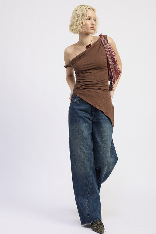 WIDE LEG DENIM PANT WITH POCKETS