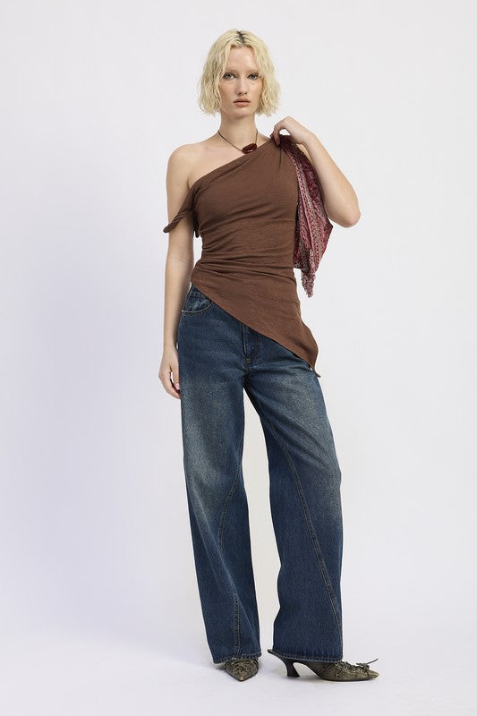 WIDE LEG DENIM PANT WITH POCKETS