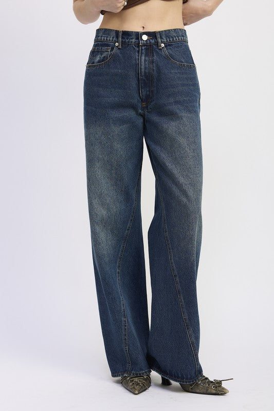 WIDE LEG DENIM PANT WITH POCKETS