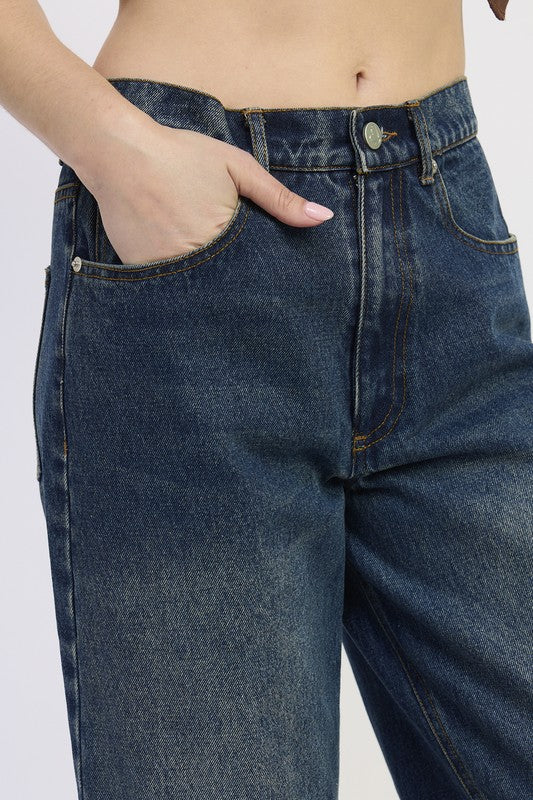 WIDE LEG DENIM PANT WITH POCKETS