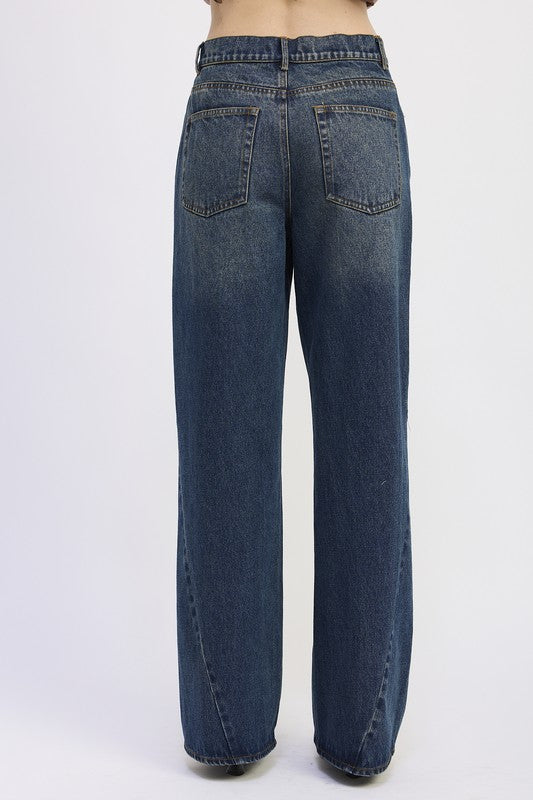 WIDE LEG DENIM PANT WITH POCKETS