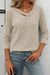 Apricot V-Neck Ribbed Long Sleeve Top