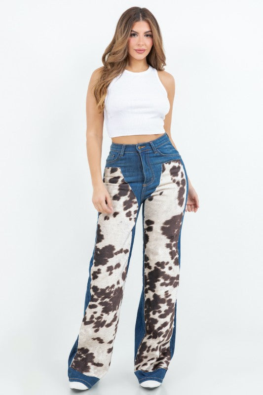Cow Hide Wide Leg Jean