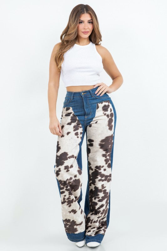 Cow Hide Wide Leg Jean