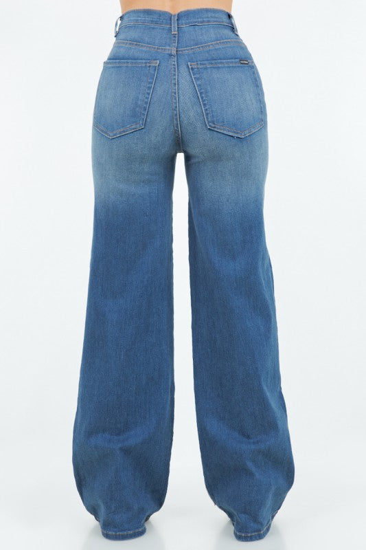 Cow Hide Wide Leg Jean