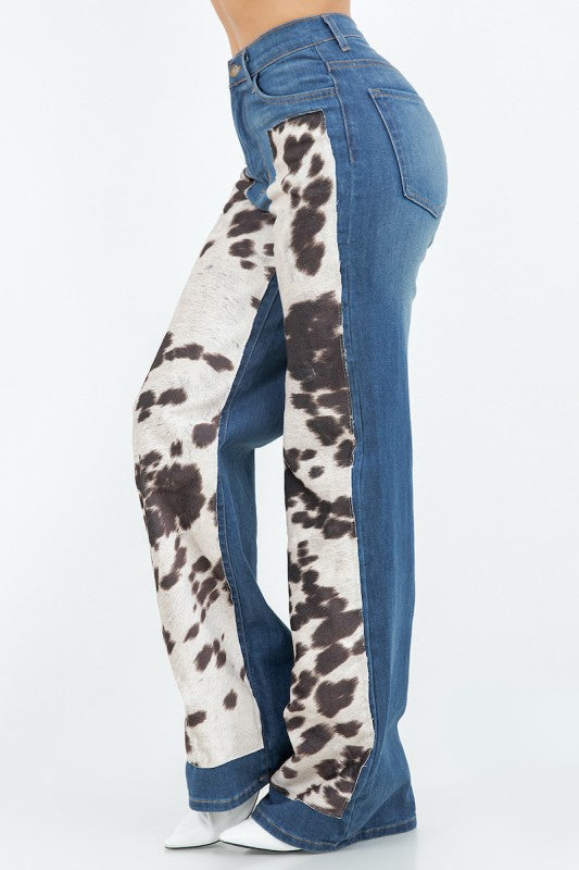 Cow Hide Wide Leg Jean