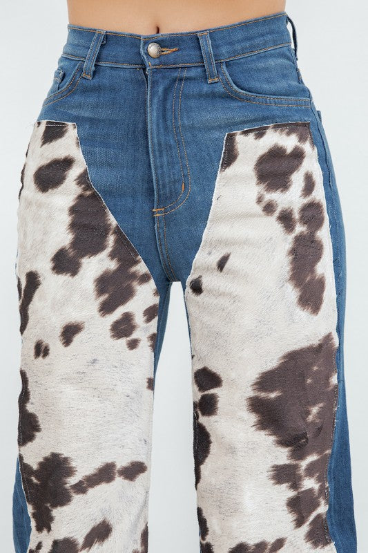 Cow Hide Wide Leg Jean