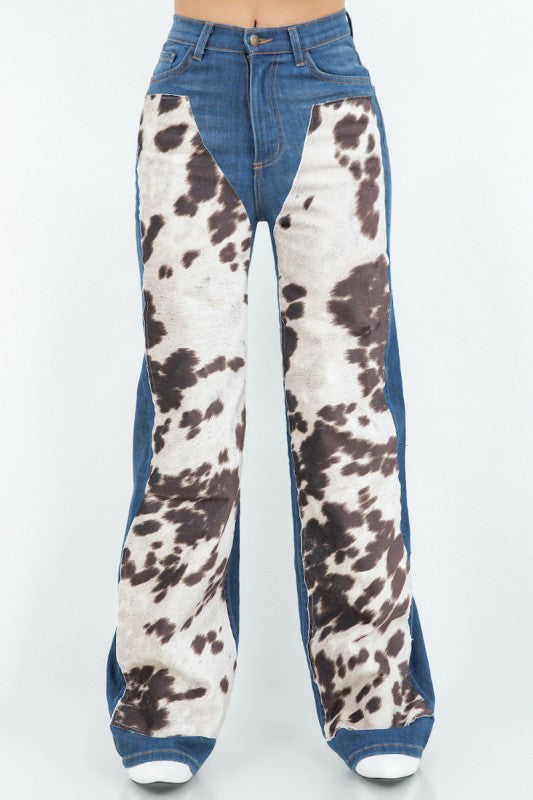 Cow Hide Wide Leg Jean