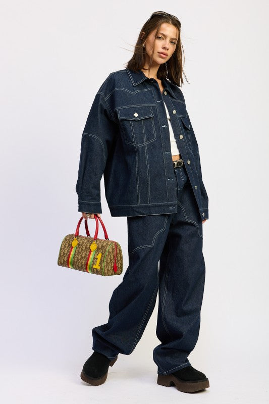 OVERSIZED TWILL BUTTON UP JACKET
