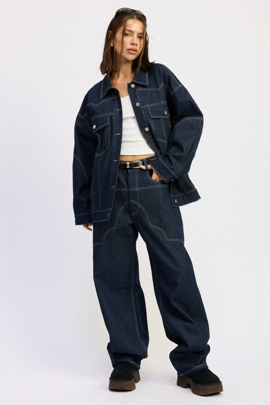 OVERSIZED TWILL BUTTON UP JACKET